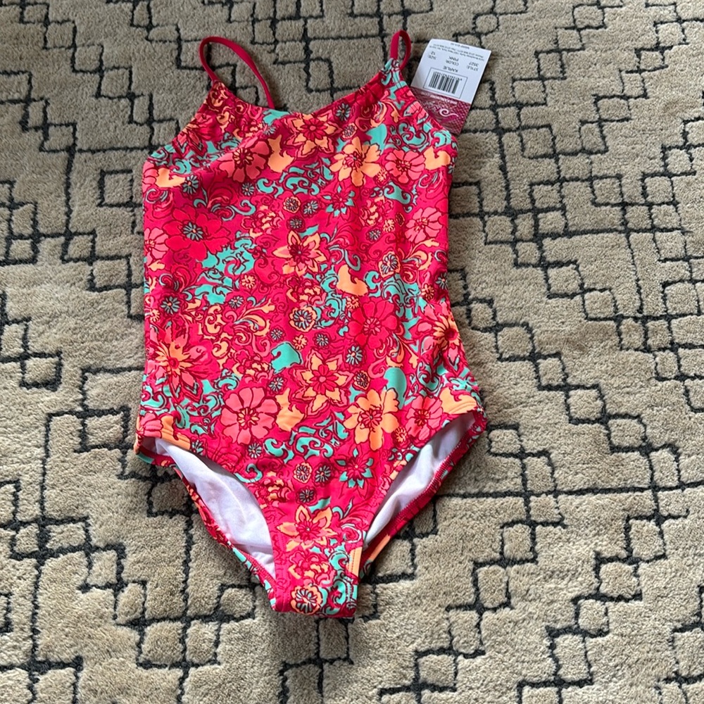 NWT Kanu Surf Tropical Floral Print One Piece Bathing Suit Size 12